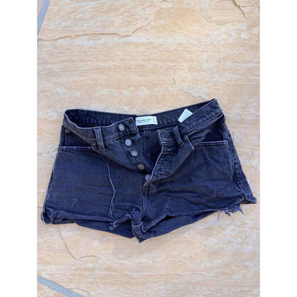 Abercrombie & Fitch The Mom Short High Rise Black Denim Cutoff Shorts 27/4 ES